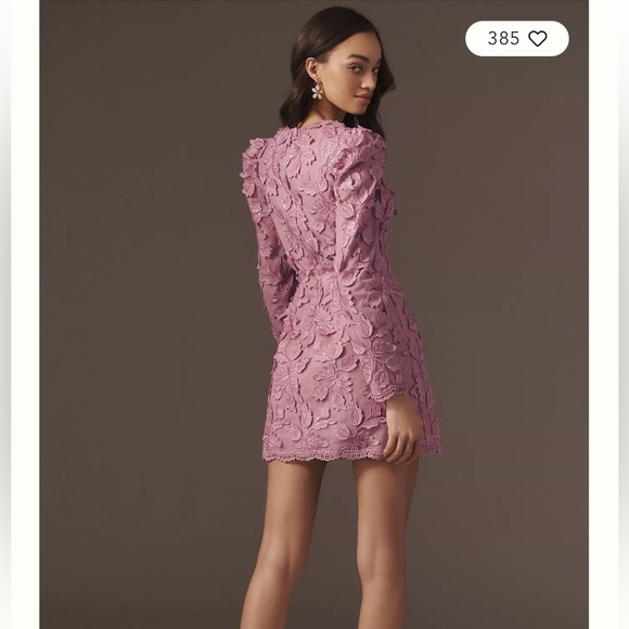 NEW HELSI Christy Scalloped Long Sleeve Pink Floral Applique Mini Dress Sz S - Picture 12 of 12